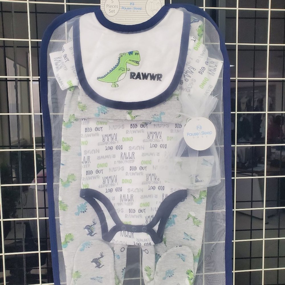 5pc baby sleepwear with mittens and bib
